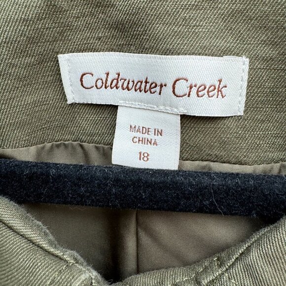 Coldwater Creek Olive Green Womens Army Military Mandarin Collar Linen Jacket 18 - Picture 4 of 11